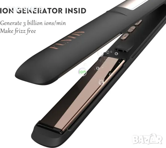 FUNTIN S10 2 в 1 Преса за коса титаниева йонизираща 1 инч (черна роза, златисто), снимка 3 - Преси за коса - 49866402