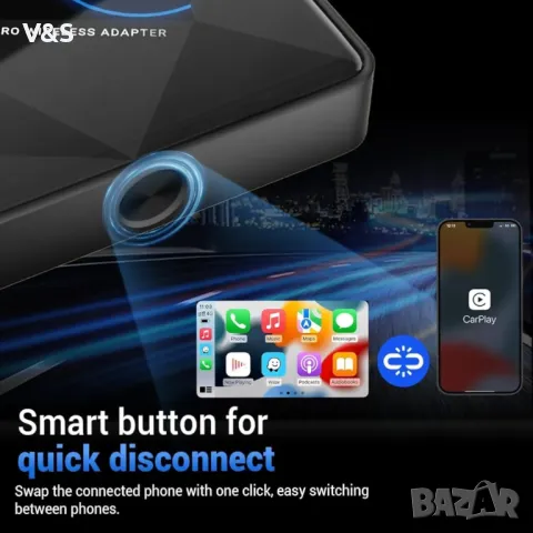 OTTOCAST Безжичен CarPlay адаптер за iPhone - Безжичен CarPlay ключ за iOS, Plug & Play, Автоматична, снимка 9 - Други - 48530895