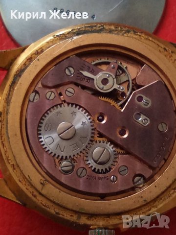 VENUS 19 RUBIS - ANTIMAGNETIC SWISS MADE Стар ПОЗЛАТЕН РЯДЪК Мех. МАРКОВ ВИНТИДЖ ЧАСОВНИК 29114, снимка 4 - Антикварни и старинни предмети - 37322833