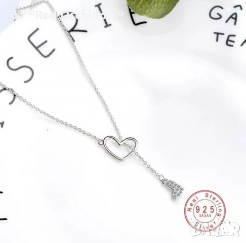Ново дамско елегантно сребърно колие s925 " Сърца ", снимка 3 - Колиета, медальони, синджири - 27360890