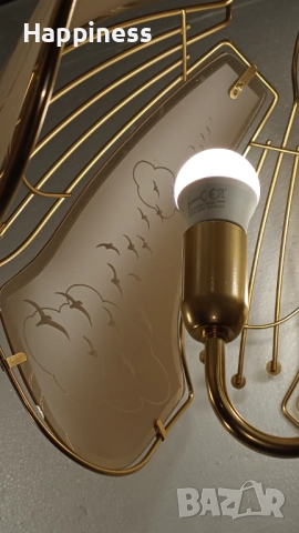 Абажур (Полилей) с 5 стъкла и 3 LED крушки E14 / 5W , снимка 3 - Лампи за таван - 46571841