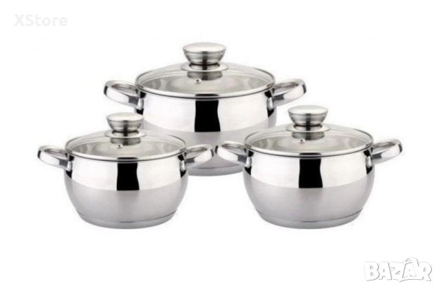 Комплект тенджери, 20/22/24см. 3.9/5.1/6.6л., Неръждаема стомана.