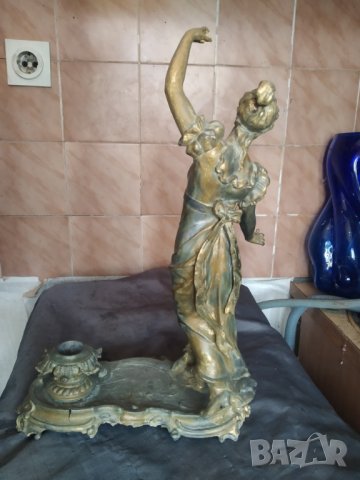 стар фигуративен свещник арт деко, снимка 5 - Антикварни и старинни предмети - 35210851