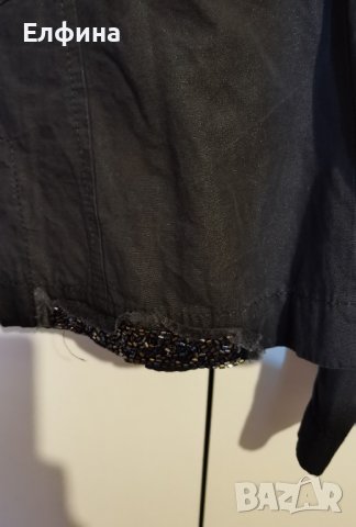 Дамско черно, елегантно сако памучно с вградени фини метални нишки SAND, снимка 8 - Сака - 37860037