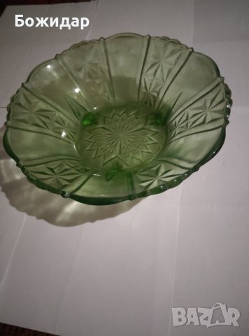 Продавам зелена стъклена купа за плодове, снимка 3 - Други - 39302678