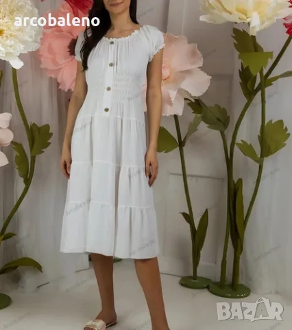 Дамска миди рокля с къс ръкав Marisla, 2цвята , снимка 4 - Рокли - 50027368