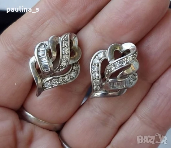 Два чифта / Масивни сребърни обеци с камъни, закопчаване английски клипс / проба 925 , снимка 10 - Обеци - 26738889