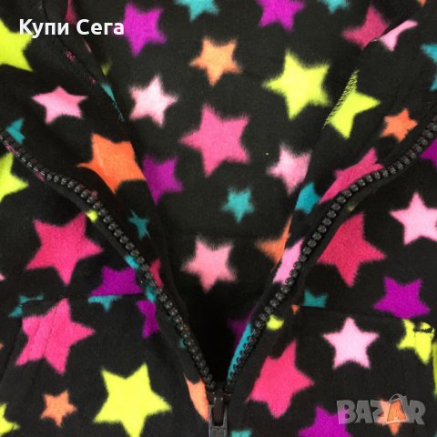 Черен на звезди Суичър Суитшърт Суитчър Горнище с Цип Качулка, снимка 3 - Детски анцузи и суичери - 27710933