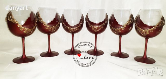 Комплект 6 чаши за вино "Винтидж", снимка 5 - Чаши - 33592670