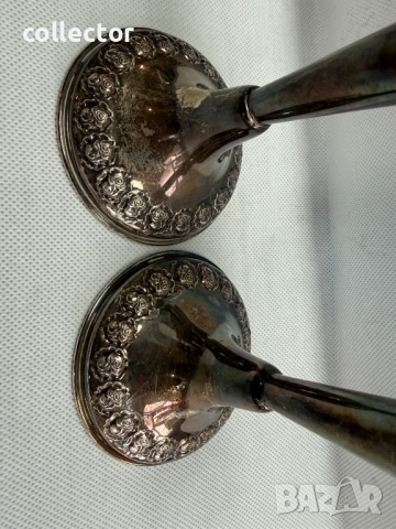 Винтидж сребърни свещници. №7726, снимка 5 - Антикварни и старинни предмети - 52789861