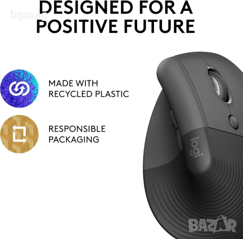 Logitech Lift безжична ергономична мишка, снимка 7 - Клавиатури и мишки - 52125001