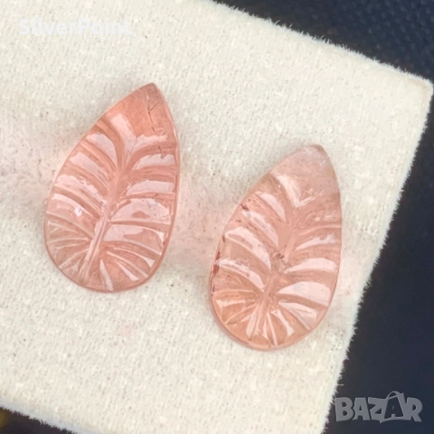 Розови Турмалини чифт карвинг листа