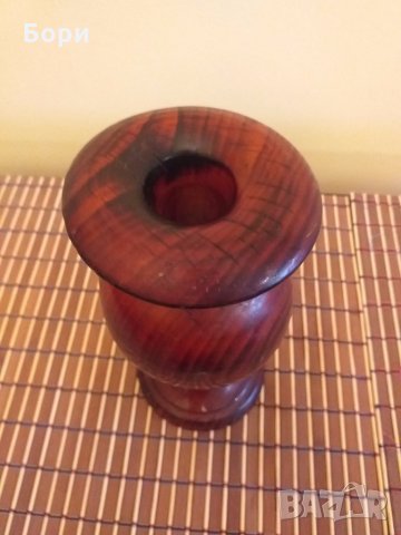 Стара дървена ваза-масивно дърво, снимка 3 - Вази - 27194381