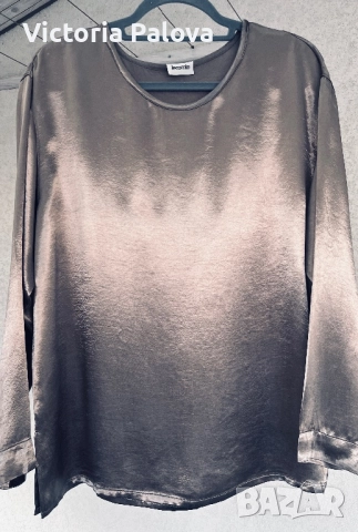 Луксозна блуза LE COMTE satin - елегантен Metallic шик, снимка 3 - Блузи с дълъг ръкав и пуловери - 52430303
