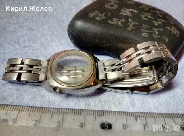 СТАРА КАСА със СТЪКЛО и ВЕРИЖКА НЕРЪЖДАЕМА СТОМАНА от СТАР РЪЧЕН ЧАСОВНИК 49852