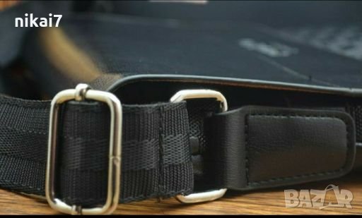 мъжка чанта кожена с презрамка за през гърди шах мат черна, снимка 10 - Чанти - 28036004