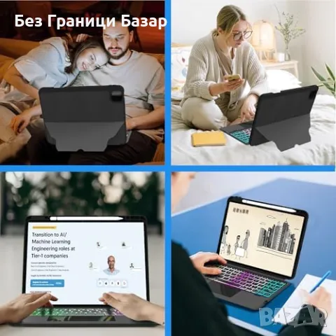 Нов Клавиатура Калъф за таблет iPad Pro 11 2024 M4, Подсветка и Тъчпад, снимка 3 - Калъфи, кейсове - 47836690