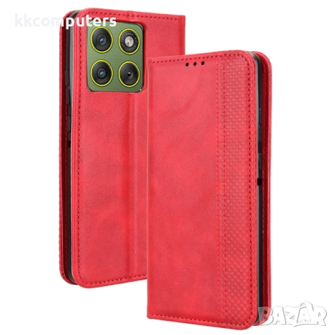 Кожен Ретро Калъф за Motorola Edge 70 5G -Магнитно затваряне, Държач за Карти и Стойка, вкл. Протект, снимка 3 - Калъфи, кейсове - 52399672