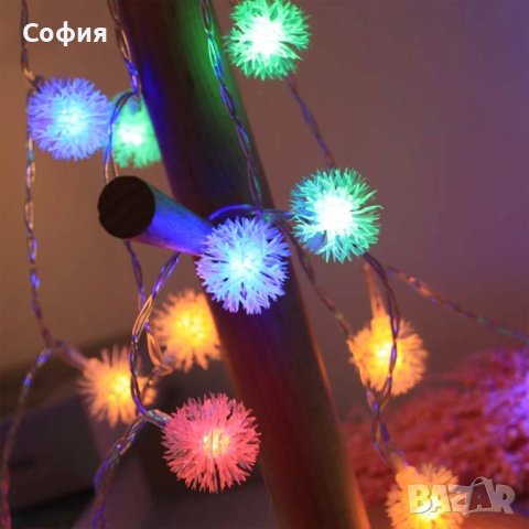 Многоцветни коледни LED лампички с топчета, снимка 4 - Декорация за дома - 43035019