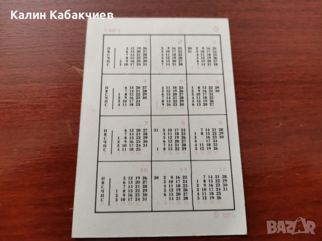 ретро календарче 1981г., снимка 2 - Други ценни предмети - 36563469