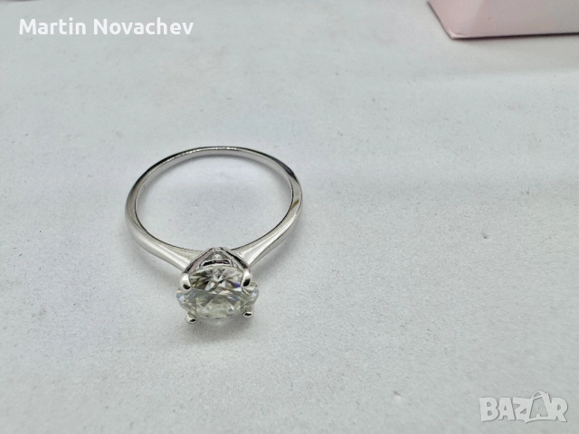 Сребърен пръстен с мойсанит (Диамант) 2 карата, снимка 9 - Пръстени - 51782457