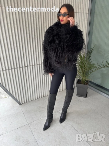 Черно палто от еко косъм , снимка 3 - Палта, манта - 52886522