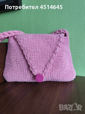 Чанта ръчно плетена розова 30/20 см.