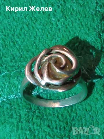 СРЕБЪРЕН РЕТРО АРТ ПРЪСТЕН РОЗА СРЕБРО 925 АЖУРНА РЪЧНА СТАРА ИЗРАБОТКА 40155