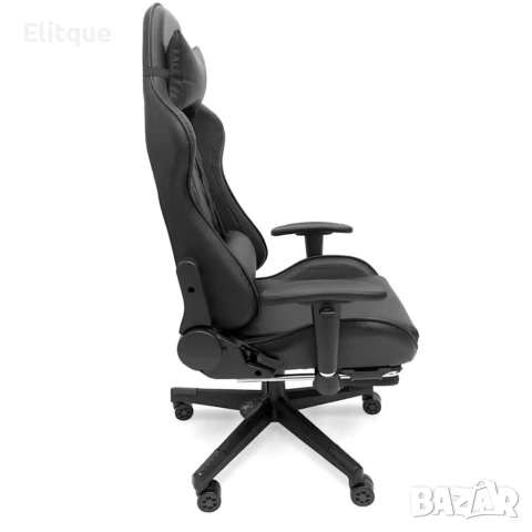 Геймърски стол с прибираща се подложка за крака и функция за масаж - черен, снимка 6 - Други стоки за дома - 53242884