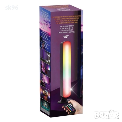 LED лампа-бар с USB и сменящи се цветове и дистанционно управление, снимка 3 - Лед осветление - 53376735