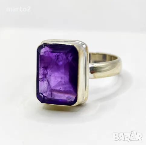 Прекрасен Сребърен 925 Пръстен с Натурален Аметист, снимка 3 - Пръстени - 49875085