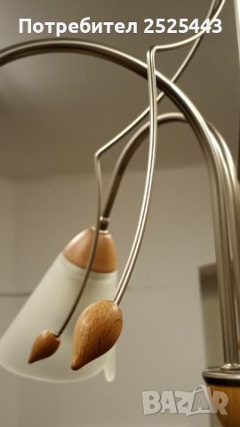 Абажур (полилей) - метален с дървени елементи   - с 5х3 W - Нови LED крушки Е14 - 3000К топло бяло, снимка 15 - Полилеи - 39494665