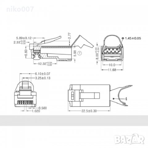  RJ45 конектори Модулен щепсел - Cat 7 8P8C Мрежа RJ 45 кабел за пресоване на Ethernet конектор , снимка 3 - Суичове - 34620687