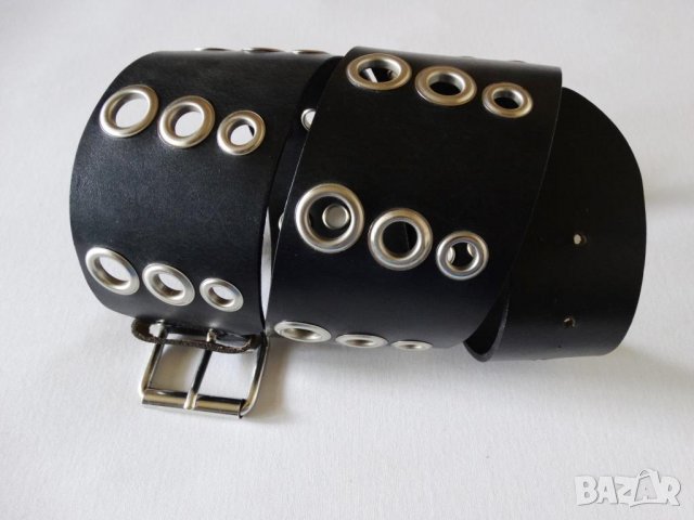НОВ! Biker Leather Belt Made in Italy Дамски Колан Естествена Кожа Размер М (85см) , снимка 9 - Колани - 26882823