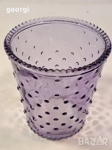 лилав стъклен свещник 25/3