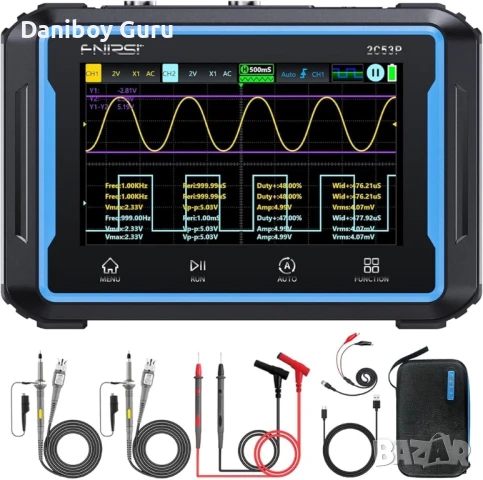 FNIRSI 2C53P Преносим двуканален  осцилоскоп 50MHz, сигнал генератор и мултицет с тъчскрийн дисплей, снимка 1
