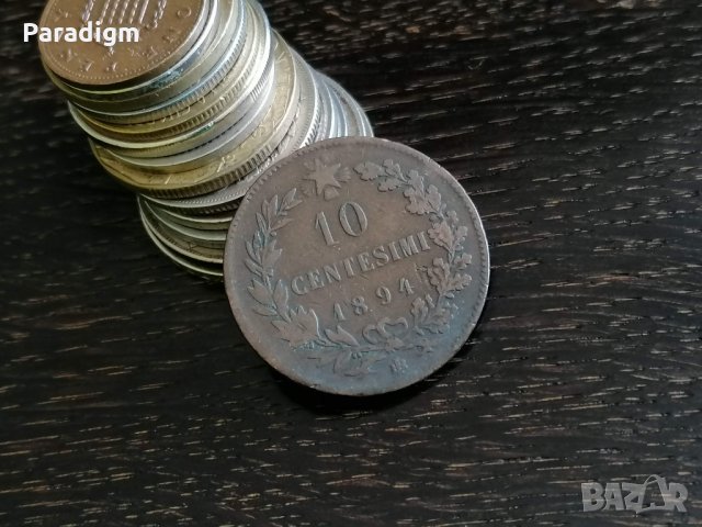 Монета - Италия - 10 чентесими | 1894г.