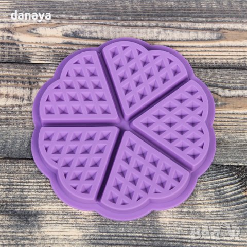 753 Силиконова форма за гофрети 5 гнезда молд за гофрети сърца, снимка 7 - Форми - 43168050