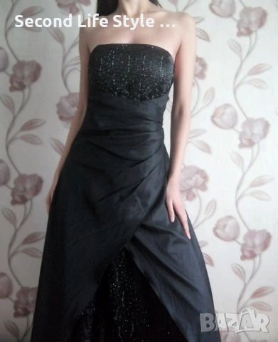 Официална дълга дамска рокля с мъниста р-р L - марка LISSA, снимка 2 - Рокли - 53047553