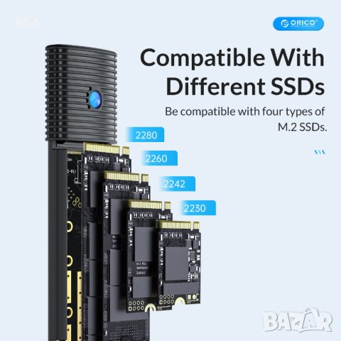 Orico външна кутия за диск Storage - Case - M.2 NGFF SATA M/B key Blue - PWM2, снимка 17 - Външни хард дискове - 43482301