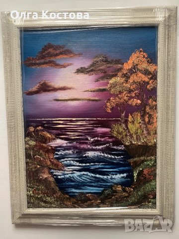 Картина с маслени бои Морски изглед, снимка 3 - Картини - 44027265