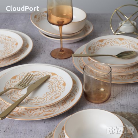 ПЪЛЕН СЕРВИЗ ЗА МАСА, KERAMIKA, 24 ЧАСТИ, КЕРАМИКА, ОРАНЖЕВ/БЯЛ, снимка 9 - Сервизи - 43582776
