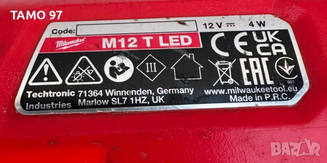 Milwaukee M12 T LED - Лед Фенер 12V, снимка 4 - Други инструменти - 52171521