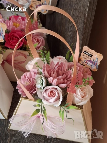 Чанти със сапунени цветя от пластичен сапун , снимка 12 - Подаръци за жени - 50499066