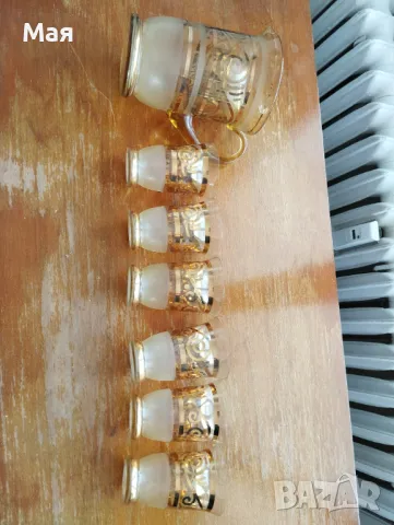 Чаши за вино с кана златен кант от средата на миналия век винтидж, снимка 17 - Сервизи - 50280354