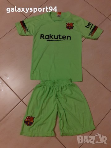 Детски Екип  Електриково-Зелен Лео Меси Барселона Комплект от 4 до 12г Тениска + Шорти, снимка 3 - Футбол - 32476009