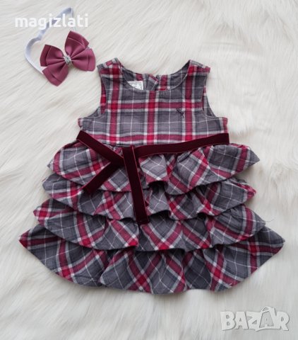 Карирана рокля H&M за бебе 6 месеца, снимка 7 - Бебешки рокли - 38915742