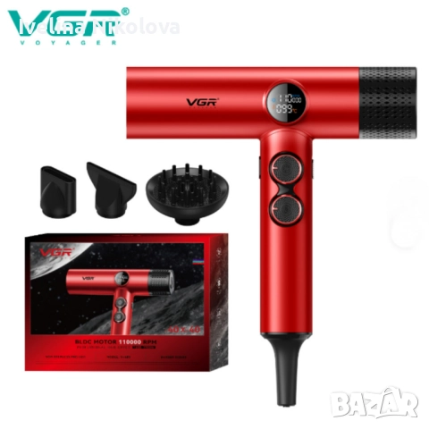 Професионален сешоар VGR с BLDC мотор 110 000 RPM – Йонна технология и дифузер, снимка 4 - Сешоари - 52735702