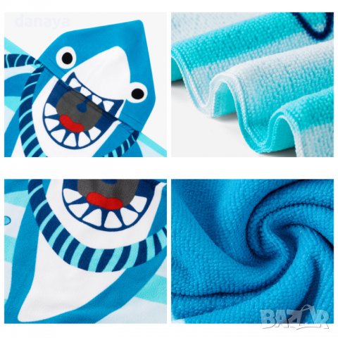 3650 Плажно детско пончо Акула, снимка 2 - Хавлии и халати - 40185085