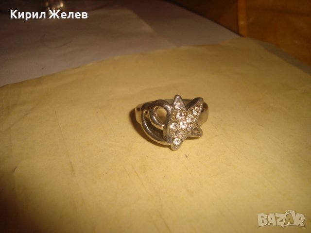 КРАСИВ ФЛОРАЛЕН СРЕБРИСТ КРИСТАЛЕН МОДЕН АРТ ПРЪСТЕН 9105, снимка 9 - Пръстени - 37442754